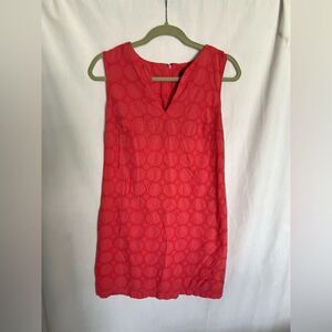 Banana Republic Coral 100% Cotton Lace Sheath V Neck Dress Sleeveless 10P